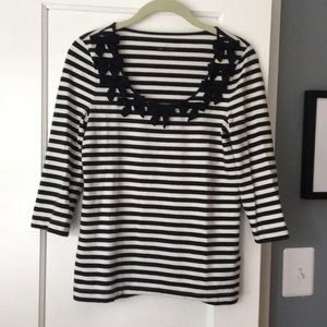 Kate Spade Black and White Stripe Bow Top Medium